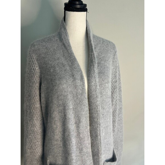 Women's Fenn Wright Manson Long Open Front Cardigan Sweater Gray Angora Size XL - Picture 2 of 7
